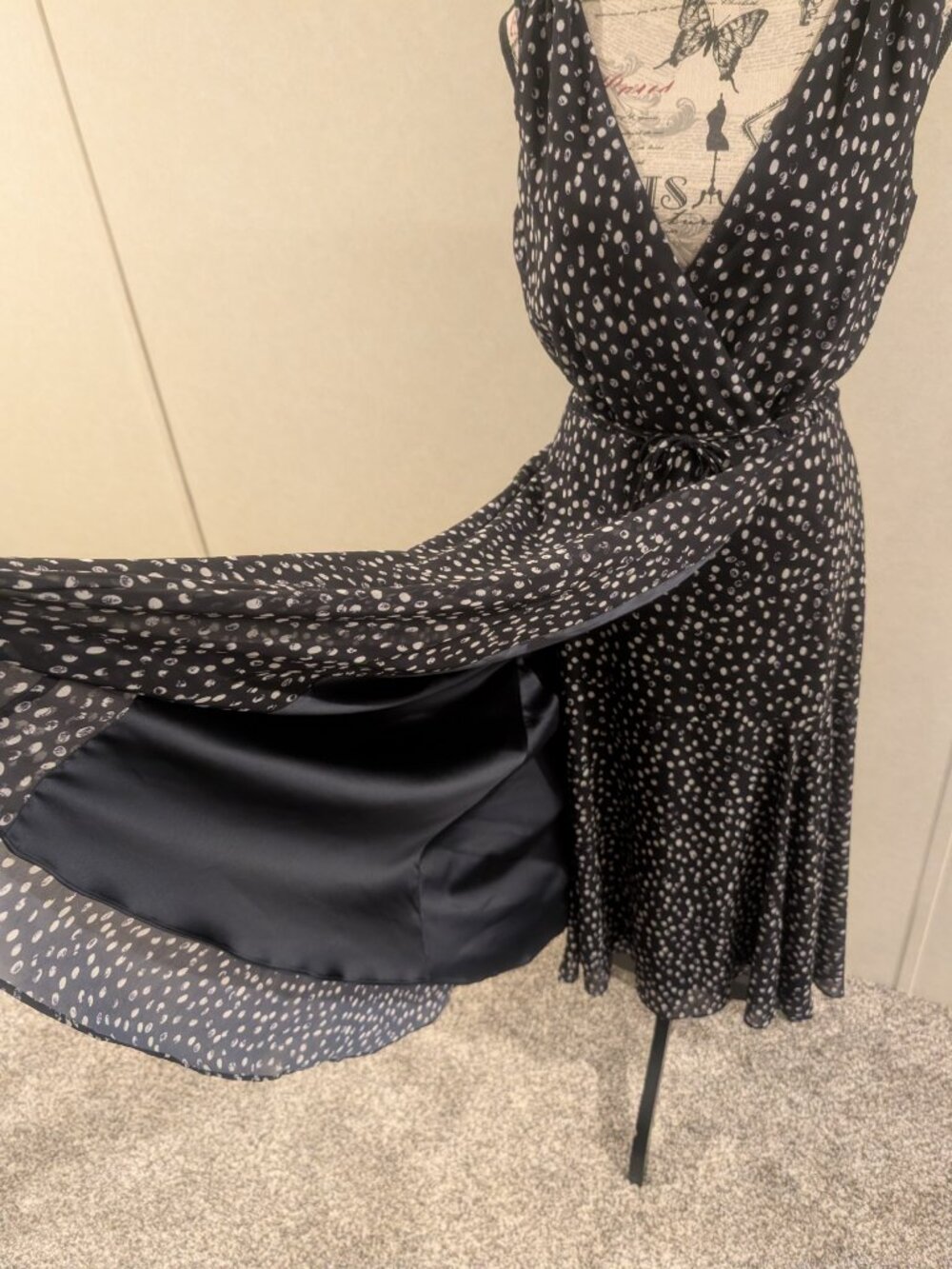 Alex Marie Navy Blue LB Polka Dot Midi Dress Sleeveless Belted Women's Size 6 - Picture 4 of 11